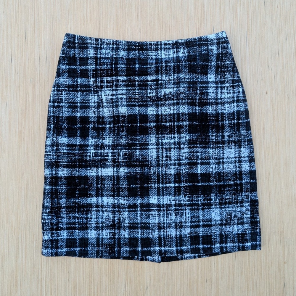 Ann Taylor Skirt Mini Pencil Plaid Old Money Career Chic Wool Blend Women's 2